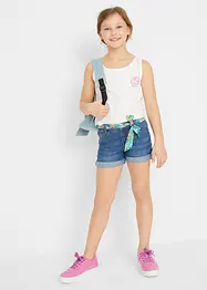 Meisjes jeans short met ceintuur, bonprix