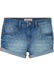 Meisjes jeans short met parels, bonprix