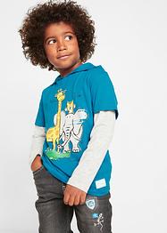 Jongens layershirt met capuchon en biologisch katoen, bpc bonprix collection