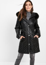 Lange gewatteerde jas in leather look, bpc selection premium