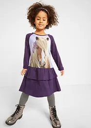 Meisjes jersey jurk met volants, bonprix