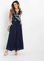 Viscose maxi rok met comfortband en strikkoordjes, bonprix