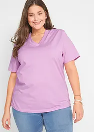 Wijd lang shirt met V-hals, korte mouwen (set van 5), bonprix