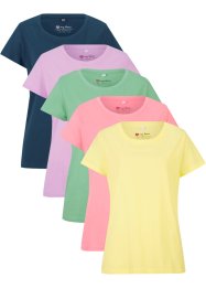 Shirt met ronde hals (set van 5), korte mouw, bpc bonprix collection