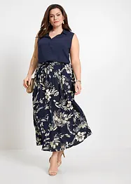 Viscose maxi rok met comfortband en strikkoordjes, bonprix