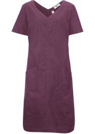 Knielange jurk met linnen, V-hals en halflange mouw, bpc bonprix collection