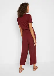 Jersey jumpsuit met V-hals, korte mouw, bonprix