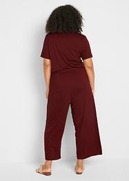 Jersey jumpsuit met V-hals, korte mouw, bpc bonprix collection