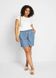 Lichte denim short met linnen en comfortband, extra wijd, bonprix