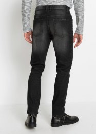 Slim fit stretch jeans met used effecten, straight, RAINBOW