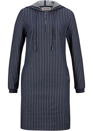 Gestreepte sweatjurk in denim look met capuchon, John Baner JEANSWEAR