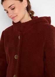 Lange teddy jas met capuchon en zakken, bpc bonprix collection