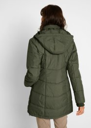 Lange gewatteerde jas met kraag en capuchon, bpc bonprix collection