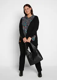 Puntig toelopend shirt in patchworklook met capuchon, lange mouw, bonprix