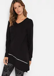 Longshirt met asymmetrische snit en glitter, bonprix