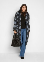 Lange gewatteerde jas in O-lijn met capuchon, bpc bonprix collection