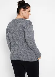 Gebreide, gemêleerde trui met ronde hals, bonprix