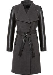 Korte coat met imitatieleren mouwen, BODYFLIRT