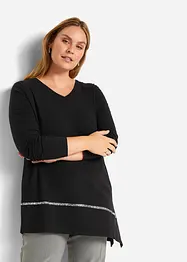 Longshirt met asymmetrische snit en glitter, bonprix