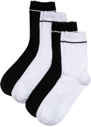Korte sokken in geribde look (4 paar) met biologisch katoen, bpc bonprix collection