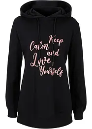 Trendy sweater met statement print en capuchon, bonprix