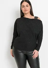 One shoulder shirt met glitter, bonprix