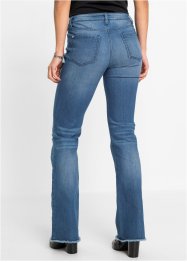Flared jeans met destroyed effecten en gerecycled polyester, RAINBOW