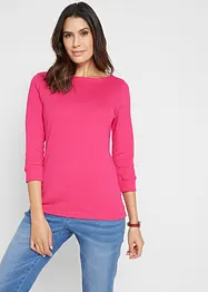 Geribd stretch shirt met boothals, bonprix