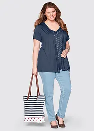 2-in-1 shirt met V-hals, korte mouw, bonprix