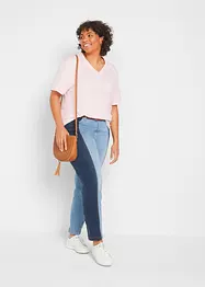 Wijd longshirt met V-hals (set van 5), korte mouw, bonprix