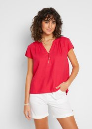 Korte blouse met linnen en splitten opzij, halflange mouw, bpc bonprix collection