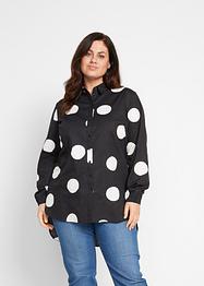 Lange, katoenen blouse met zijsplitten, lange mouw, bpc bonprix collection