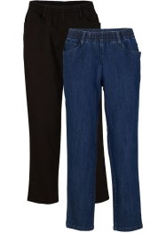Mid waist jeans met comfortband, straight (set van 2), bpc bonprix collection