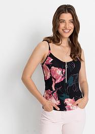 Spaghetti top met ritssluiting van viscose, BODYFLIRT