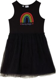 Meisjes Pride jersey jurk met pailletten en tulen rokdeel, bpc bonprix collection