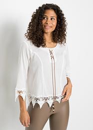Blouse met vetersluiting en kant, RAINBOW