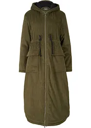Lange corduroy jas met teddy fleece capuchon, bonprix
