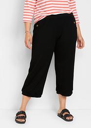 Wijde broek van punto di roma met comfortband rondom en ribboordjes, bpc bonprix collection