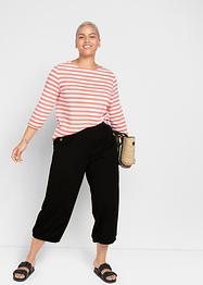 Wijde broek van punto di roma met comfortband rondom en ribboordjes, bpc bonprix collection