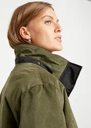 Lange parka met capuchon en materiaalmix, recht model, bonprix