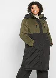 Lange parka met capuchon en materiaalmix, recht model, bonprix