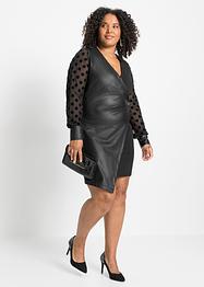 Jurk van imitatieleer met kanten mouwen, BODYFLIRT boutique