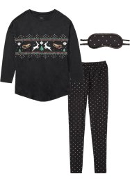 Pyjama met legging en slaapmasker (3-dlg. set), bpc bonprix collection