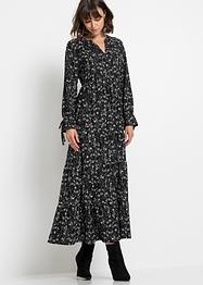 Gedessineerde maxi jurk van viscose, korte maten, BODYFLIRT