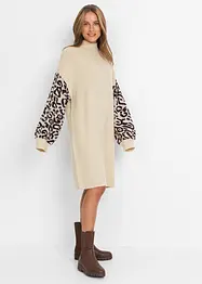 Gebreide oversized jurk met luipaardpatroon, bonprix