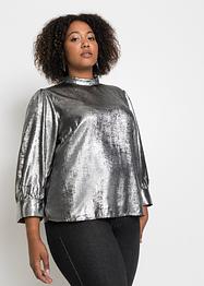 Blouse in metallic look, RAINBOW