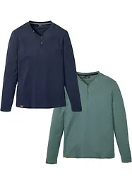 Henley shirt (set van 2) van biologisch katoen, lange mouw, bonprix