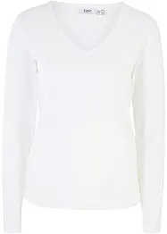 Longsleeve met V-hals en biologisch katoen, bonprix