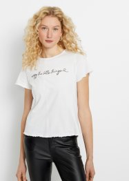T-shirt met tekstprint, RAINBOW