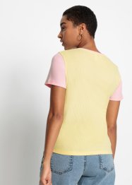Geribd shirt met colourblocking van biologisch katoen, RAINBOW